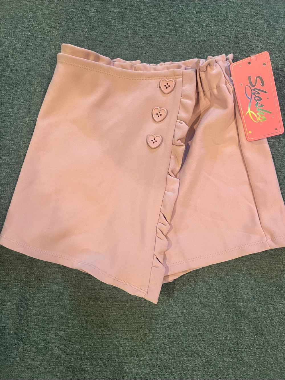 shosho Pink Girls' Ruffle Heart Button Skort